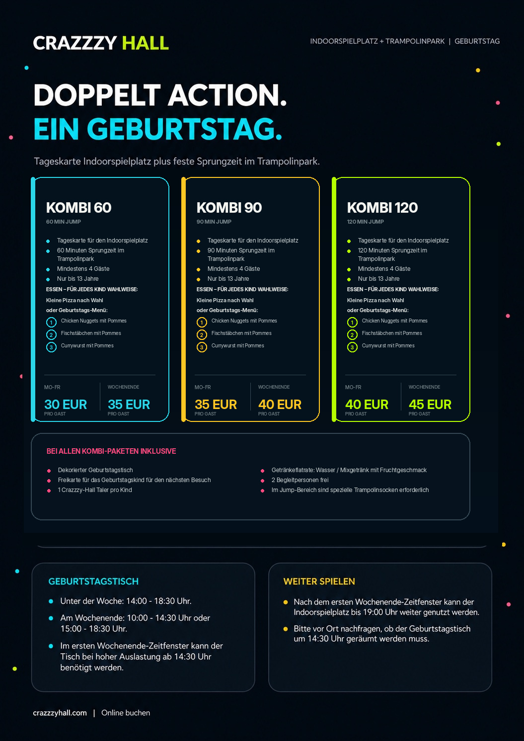 Geburtstagspakete Indoor und Jump Crazzzy Hall