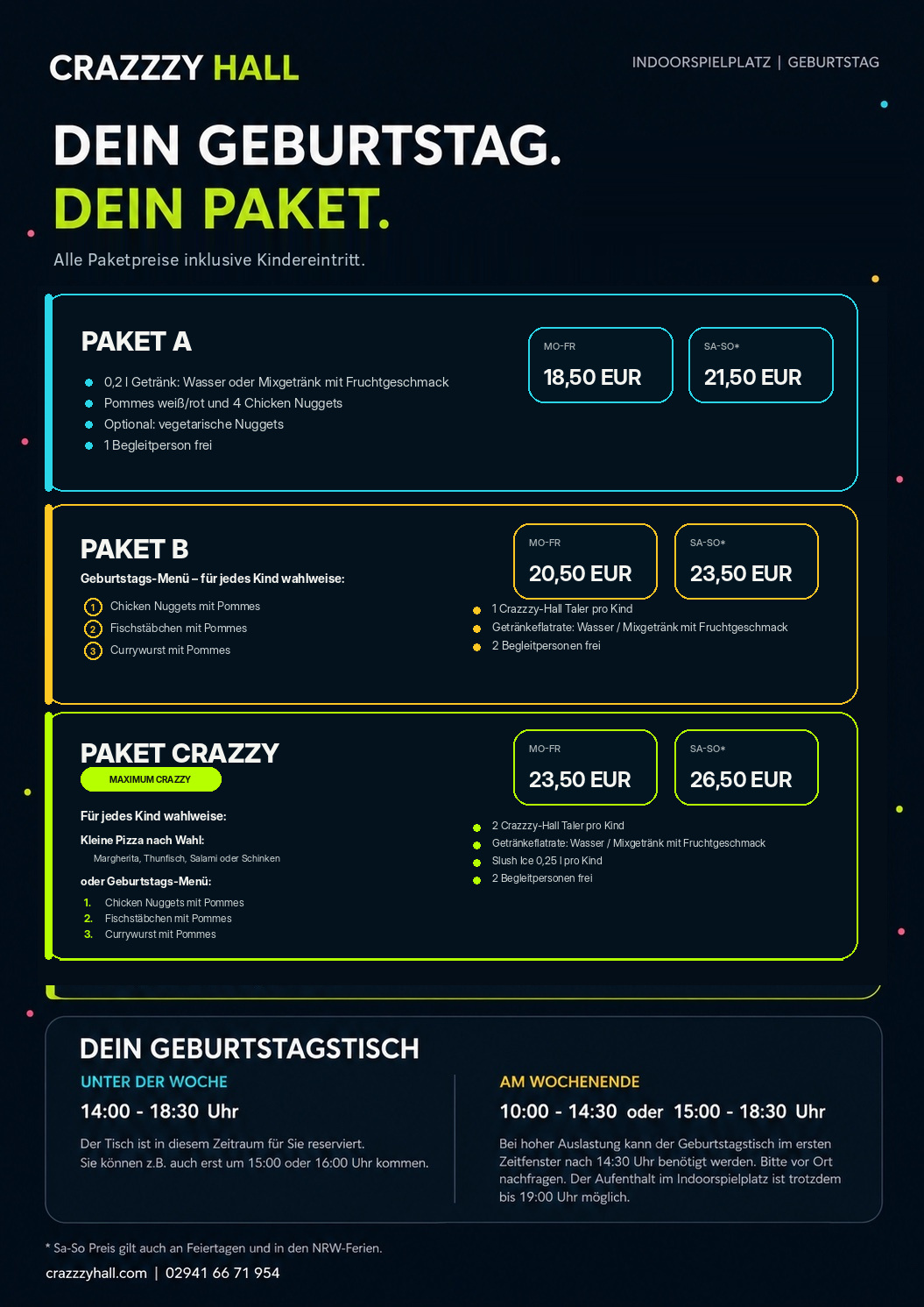 Geburtstagspakete Indoorspielplatz Crazzzy Hall