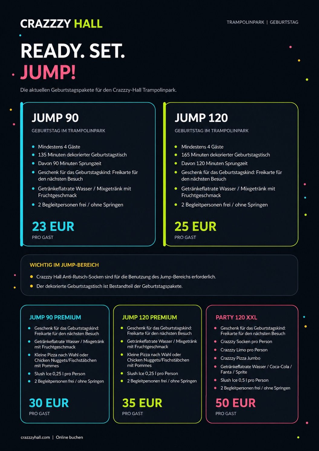 Geburtstagspakete Trampolinpark Crazzzy Hall